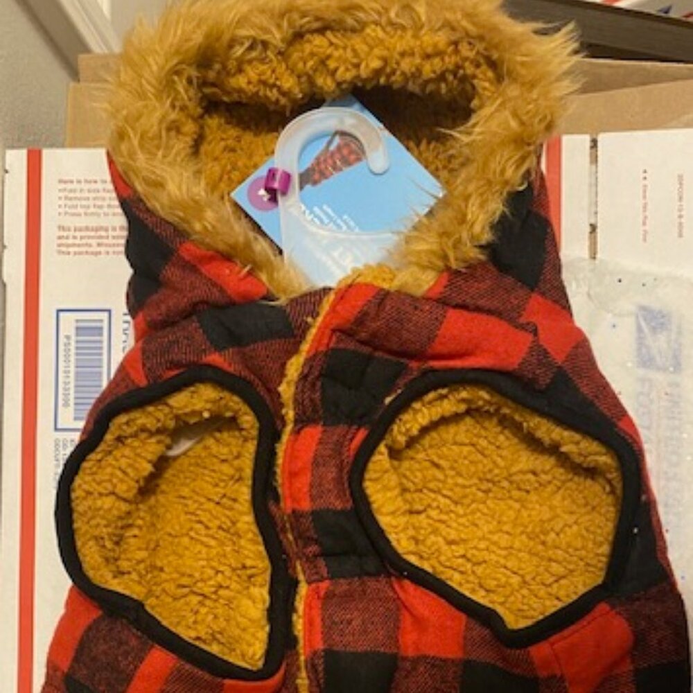 Vibrant Life Pet Jacket"Size M" Red&Black Buffalo Plaid